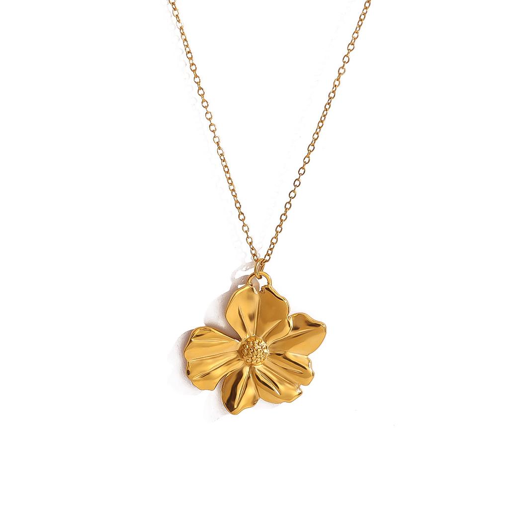 Mehrlagige Choker-Halskette mit goldener Perlenkette und Zirkon-Sonnenblumen-Anhänger Vielseitiger Modeschmuck