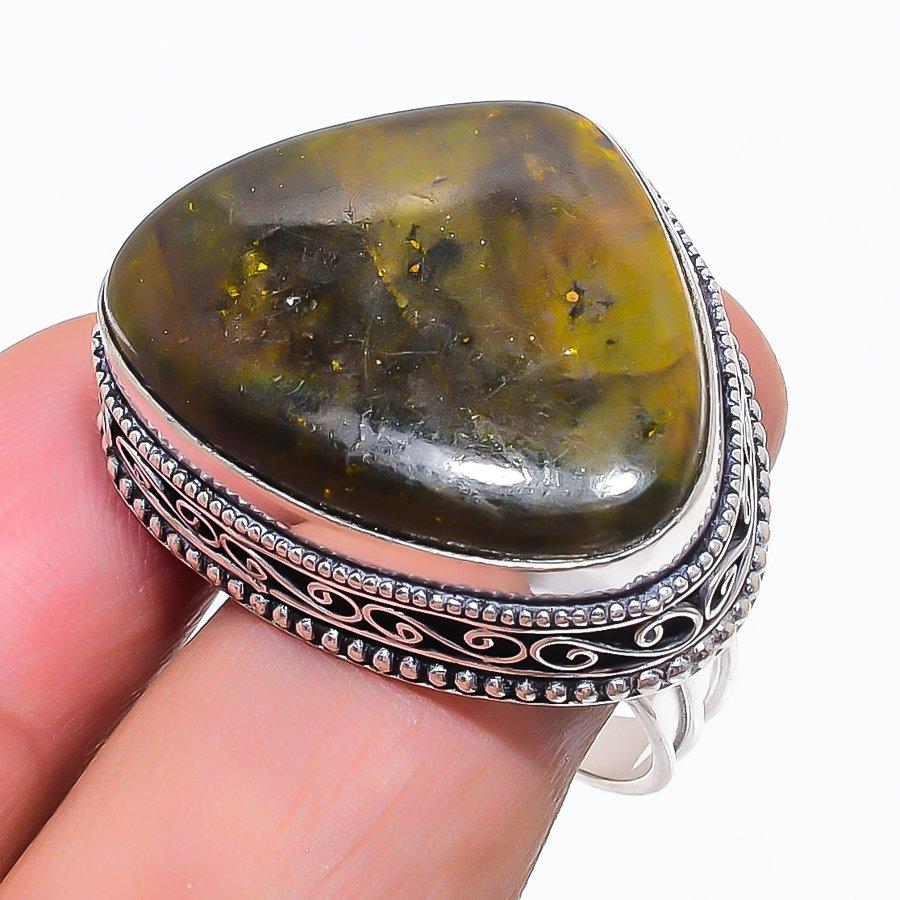 Natural Labradorite Gemstone 925 Sterling Silver Jewelry Ring Size 10 t9U22