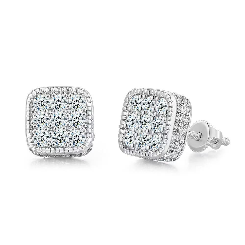 

Simulation Mozzarella Diamond Stud Earrings Women s Love Zircon Six-claw Earrings