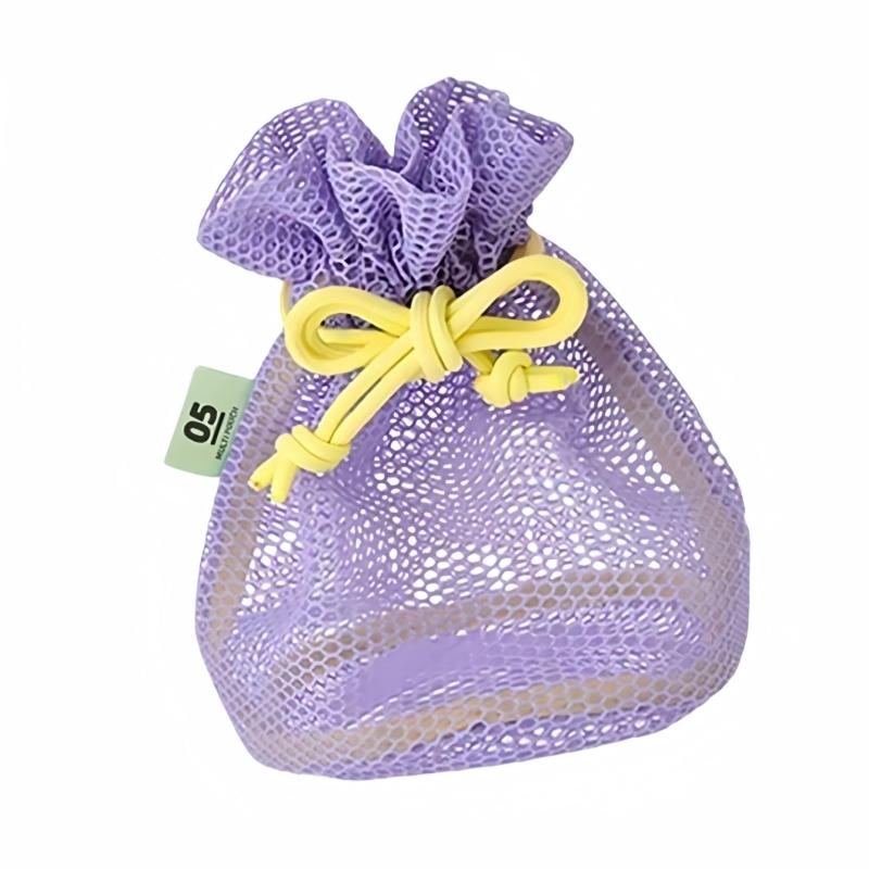 1 Piece Mesh Storage Bag, Shower Bag, Portable Mesh Drawstring Pocket,For Capacity Very Suitable For Travel And Beach Use