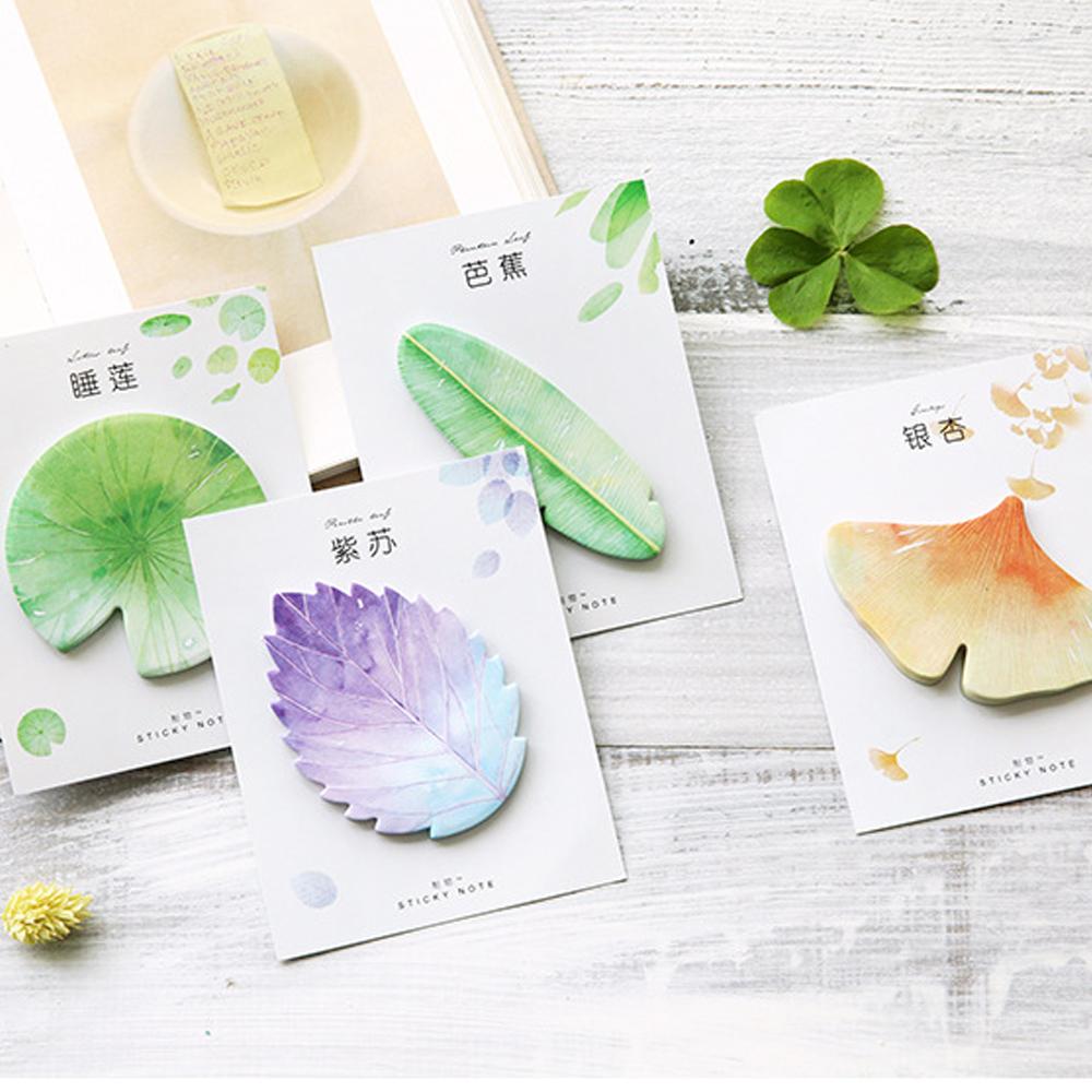 Notes Planner Sticker Paper Self-Adhesive Natural Plant Leaf Bookmark Memo Pad Notebook Sticky Note