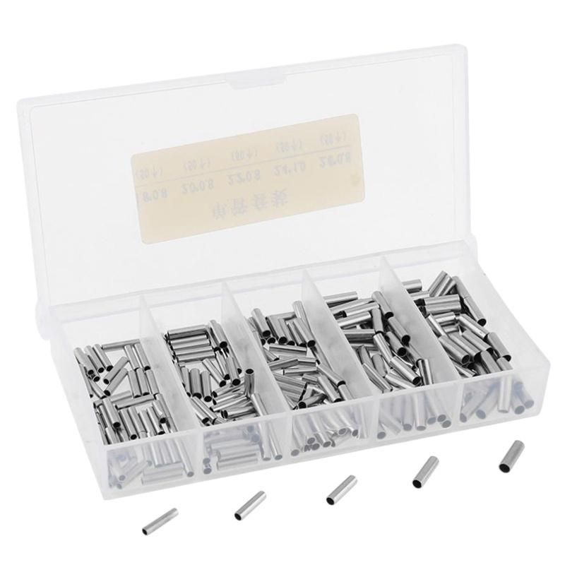 

250 шт./компл. одноствольный обжимной рукав рыболовная леска провод лидер медная трубка соединитель рыболовные принадлежности трубка лески серебряный