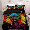 Extreme Sports Theme Colorful Graffiti Motorcycle Duvet Set Soft Bedding Set Three-Piece Set