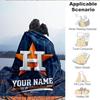 1PC Custom Name Blanket Houston basketball Graffiti Art Flannel blankets Patterns Throw Blanket All-Season Soft Gift for Couch, Bed, Camping, Birthday