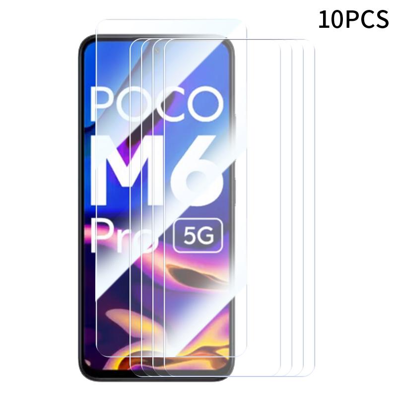 RURIHAI 10Pcs Screen Protector for Xiaomi Poco M6 Pro 5G/Redmi 12 5G (Global) Anti-Shatter 2.5D Film