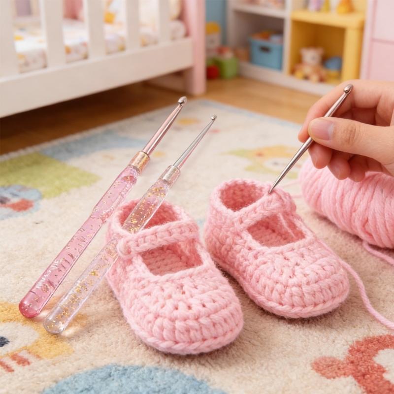 Multiple Size Crochet Hook Set with Gauges Storage Bag Ergonomic Handle Efficient Knitting Projects Solution