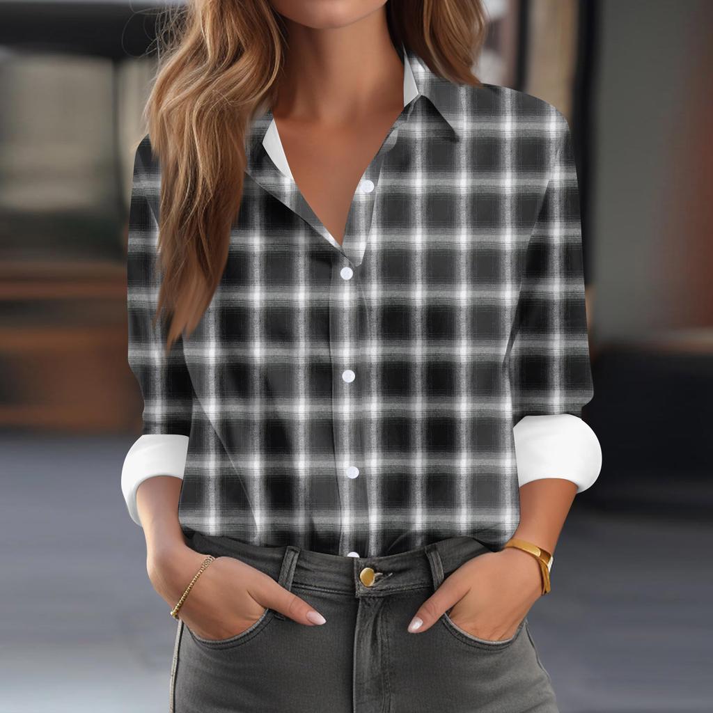 Women's Shirt Blouse  Print Button Long Sleeve Casual Basic Shirt Collar Regular Top