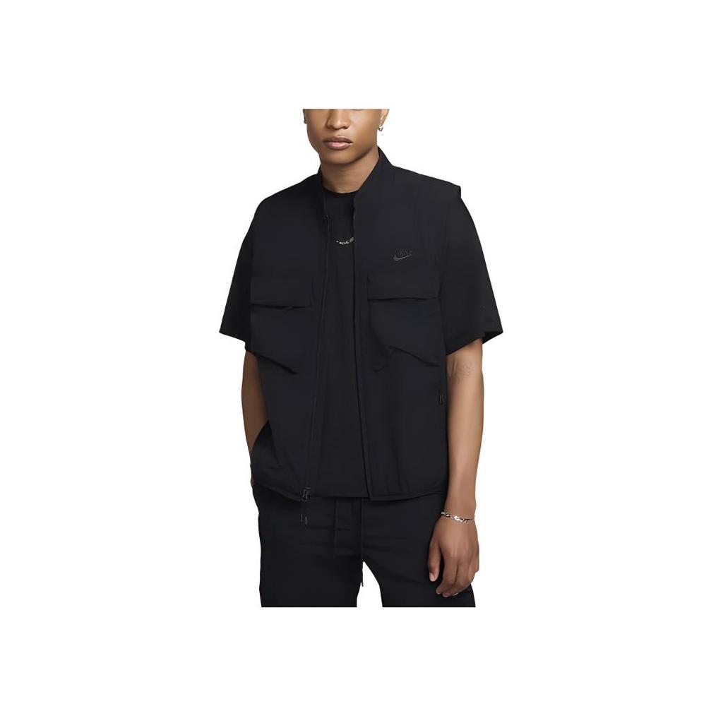 Nike Tech Stand Collar Loose Zipper Sleeveless Vest Men Vests Black FZ0748-010
