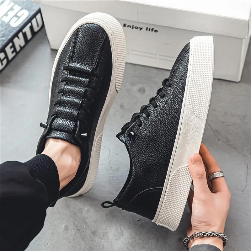 Fashion Men's Leather Casual Shoes Fashion Sneakers Designer Platform Tennis Shoes for Men Non Slip Sport Running Shoe Zapatillas Hombre