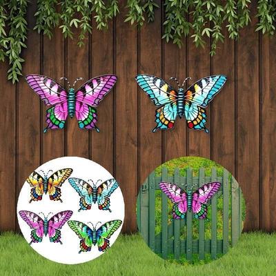 New Wrought Iron Butterfly Wall Decor Simulation Insect Ornament Garden Art Metal Hanging Pendant for Indoor Outdoor Wind Chimes