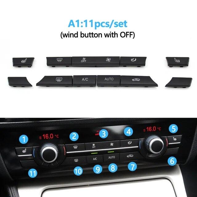 11/12/14pcs Dashboard Air Conditioner AC Button Heater Switch Cover For BMW 5 6 7 Series X5 X6 F10 F18 F06 F12 F01 F02 F15 F16