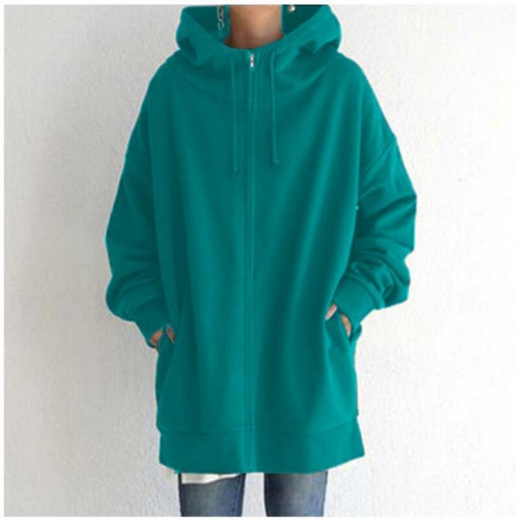Oversize Fleece Hooded Jacket for Women Winter Zipper Coat Long Pocket Streetwear Harajuku Sweatshirts Ladies Outwear Hoodies