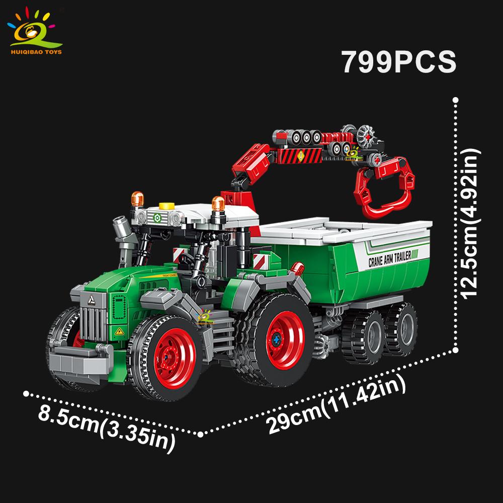 HUIQIBAO Model Camion Fermier Bloc de Construcție Tractor Cultivator Vehicul Combină MOC Cărămidă Mașină Jucărie de Construcție Oraș Pentru Copii
