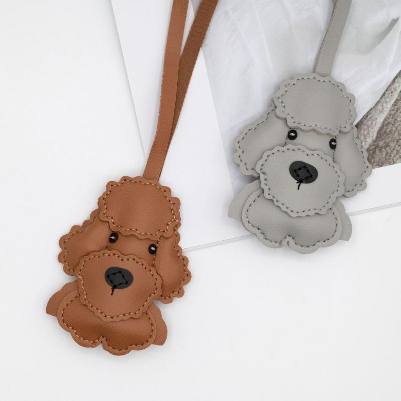 Araba veya Çanta Dekorasyonu İçin Şık Sağlam PU Deri Köpek Simgeli Anahtarlık Aksesuarı Sağlam Örgülü Kayışlı Günlük Kullanım