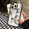 Animal Pattern Black And White Anime Lines Silicone Case For Iphone 17 14 11 15 Plus 13 16 12 Pro Max Cute Cartoon Cover