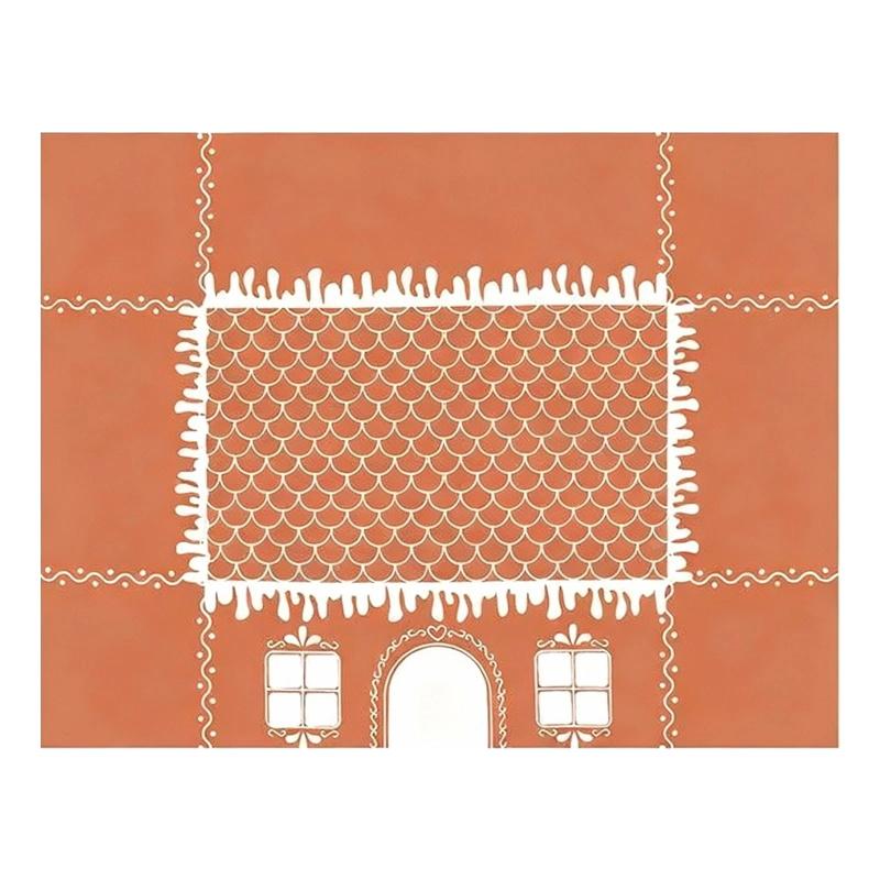 

Пряничный домик Рождественская скатерть, Праздничная скатерть с рисунком, Ткань с праздничным зимним узором для вечеринки, столовой, кухни 120×150cm