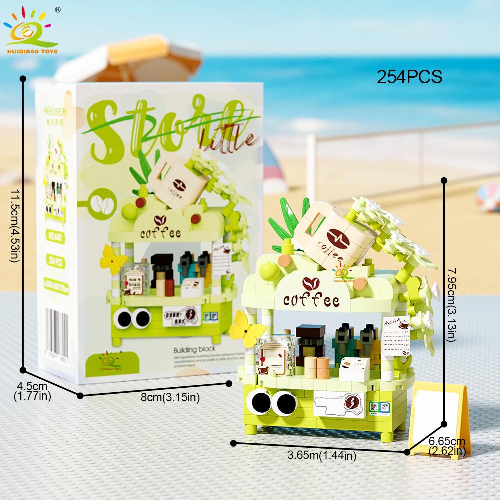 Cute MOC Dessert Street Shop Model Micro Building Block Flower Model Mini Brick Toy for Children Desk Home Decoration