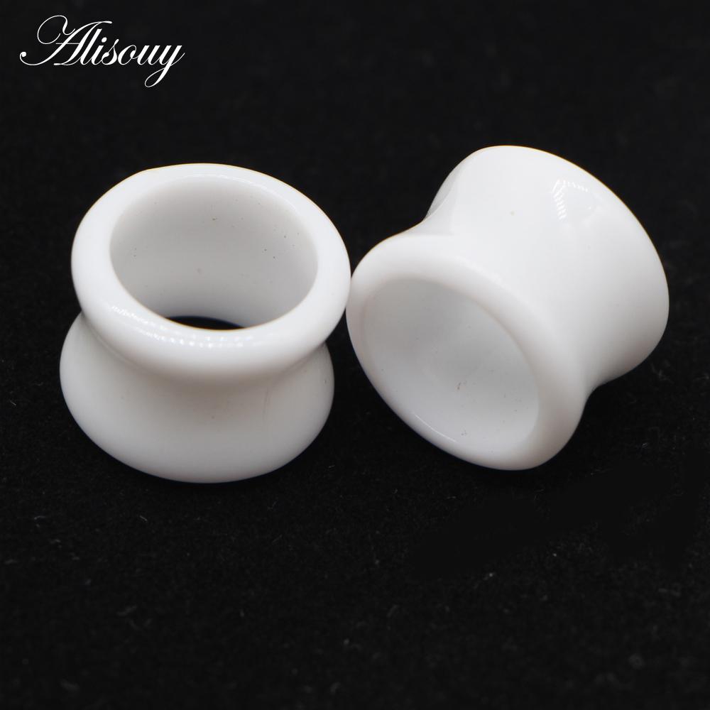 

Alisouy 2 шт. черно-белые акриловые полые панк-трубки для ушей, пирсинг, двойные расклешенные серьги, калибры 4 мм-22 мм для унисекс-ювелирных изделий 4mm белый