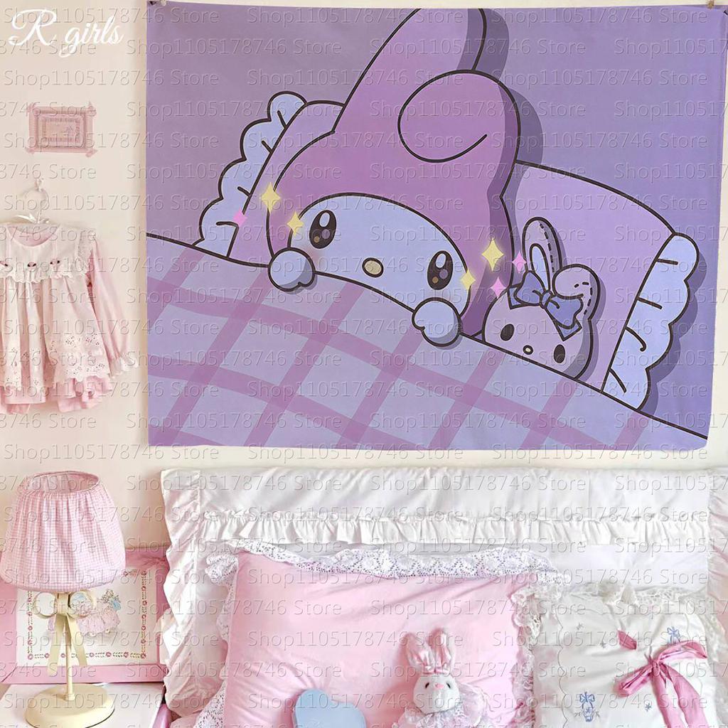 Sanrio Melody Tapestry for Living Room Sanrio Home Decoration Melody Personalized Gifts Decorative Tapestry Decorating Items