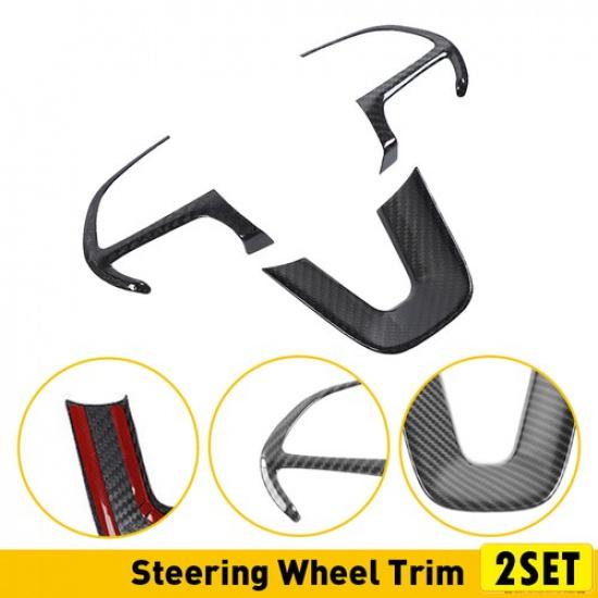 Carbon Fiber Steering Wheel Trim Cover Bezels Accessories For Dodge Charger2015+