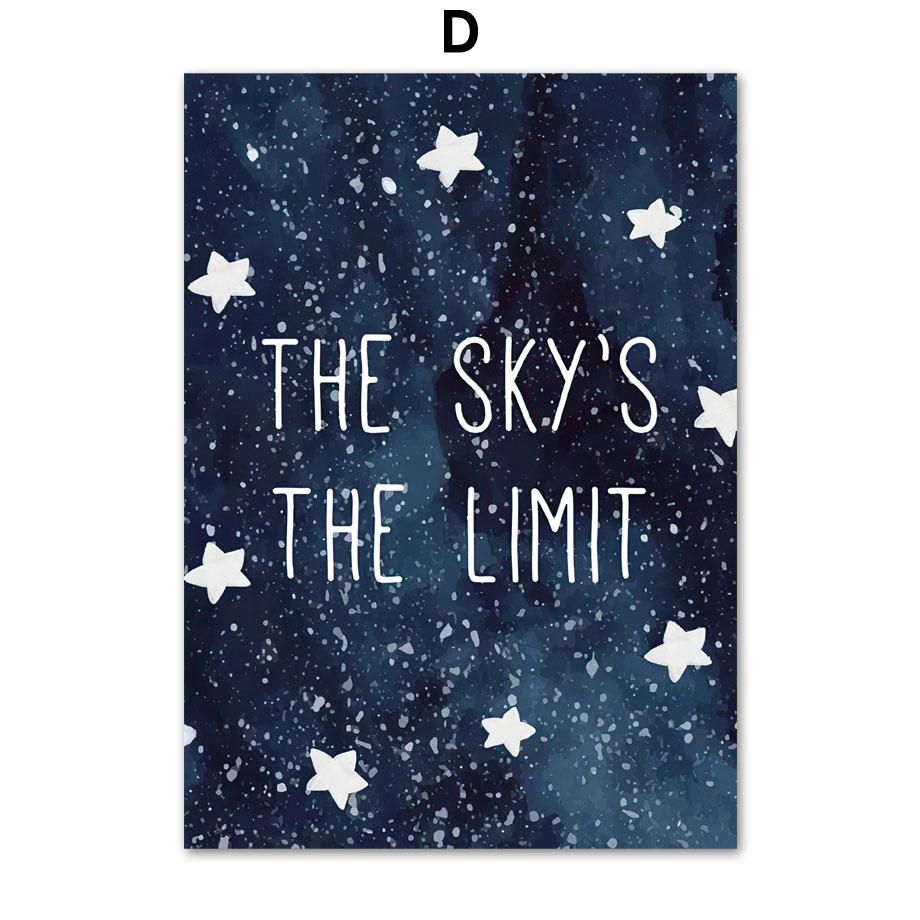 Nursery Wall Art Space Astronaut Rocket Earth Moon Quotes Canvas Painting Nordic Posters And Prints Decor Pictures Baby Boy Room