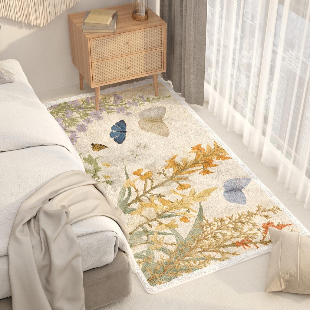 Ins Style Rugs for Bedroom Light Luxury Living Room Decoration Carpet Thick Washable Bedside Floor Mat Fluffy Soft Cloakroom Rug