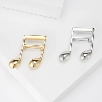 Simple Creative Glossy Music Note Brooch High-End Suit Accessories Pin Jewelry Fashion Temperament Collar Pin