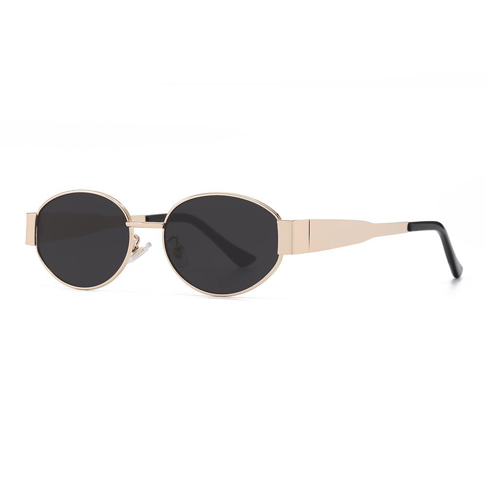 

Classic Metal Oval Sunglasses With Polarized And Uv Protection For Daily Fashion And Outdoor Use GoldFrameGray
