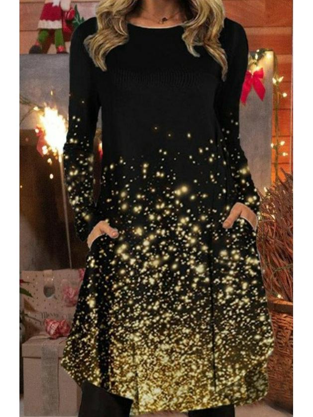 

WISH 2026 Women s Multi-Color Long Sleeve Dress with Positioning Print M
