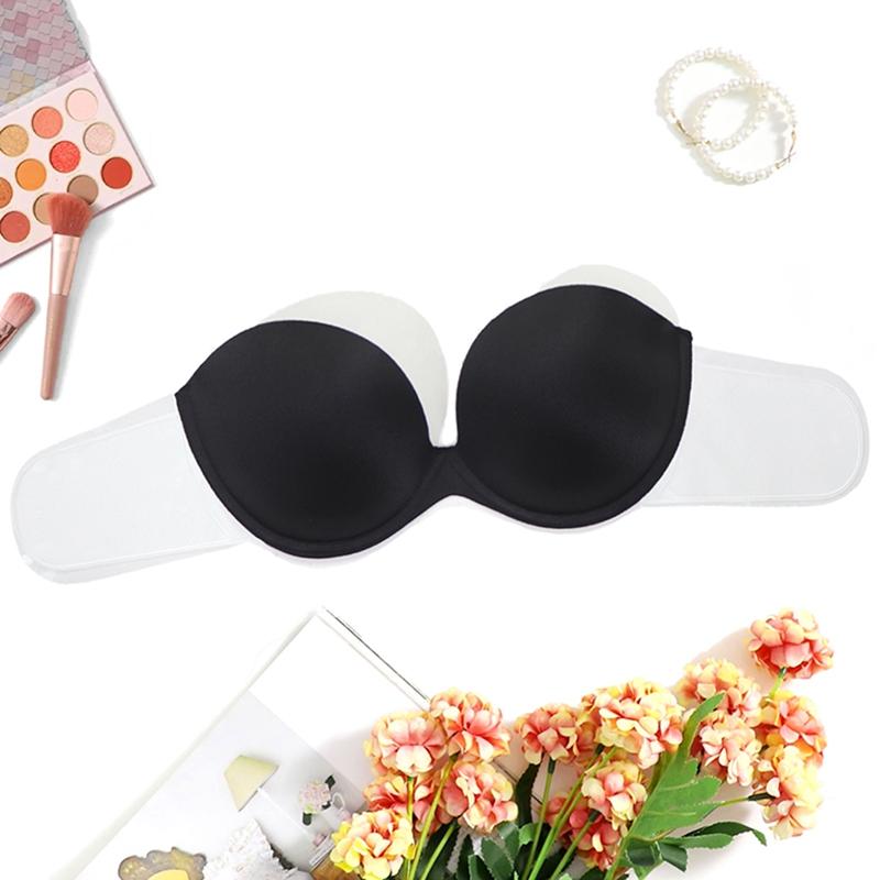 Damen Rücken schmeichelnder BH Trägerlos Sexy Glatt Hochzeit Büstenhalter Push-Up-BHs B C D Cup - B025
