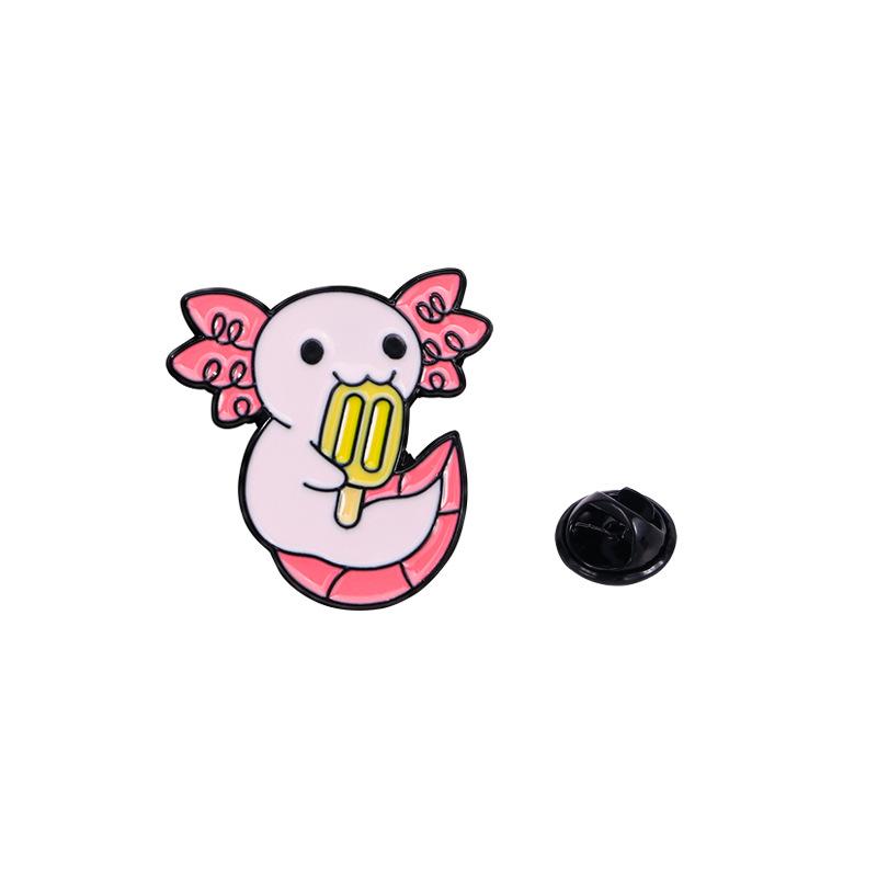 Cute Anime Alloy Brooch Cartoon Marine Animal Salamander Student Children's Clothing Badge Accessory Buckle