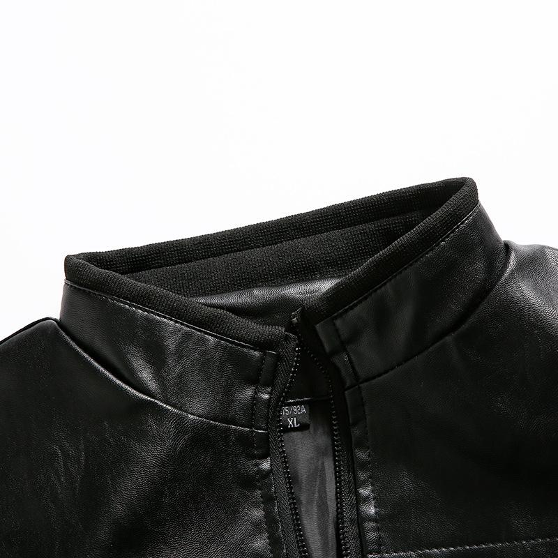 New Stand Collar Youth Motorcycle Men's Pu Leather Jacket Casual Men's Leather Jacket Jacket for Men