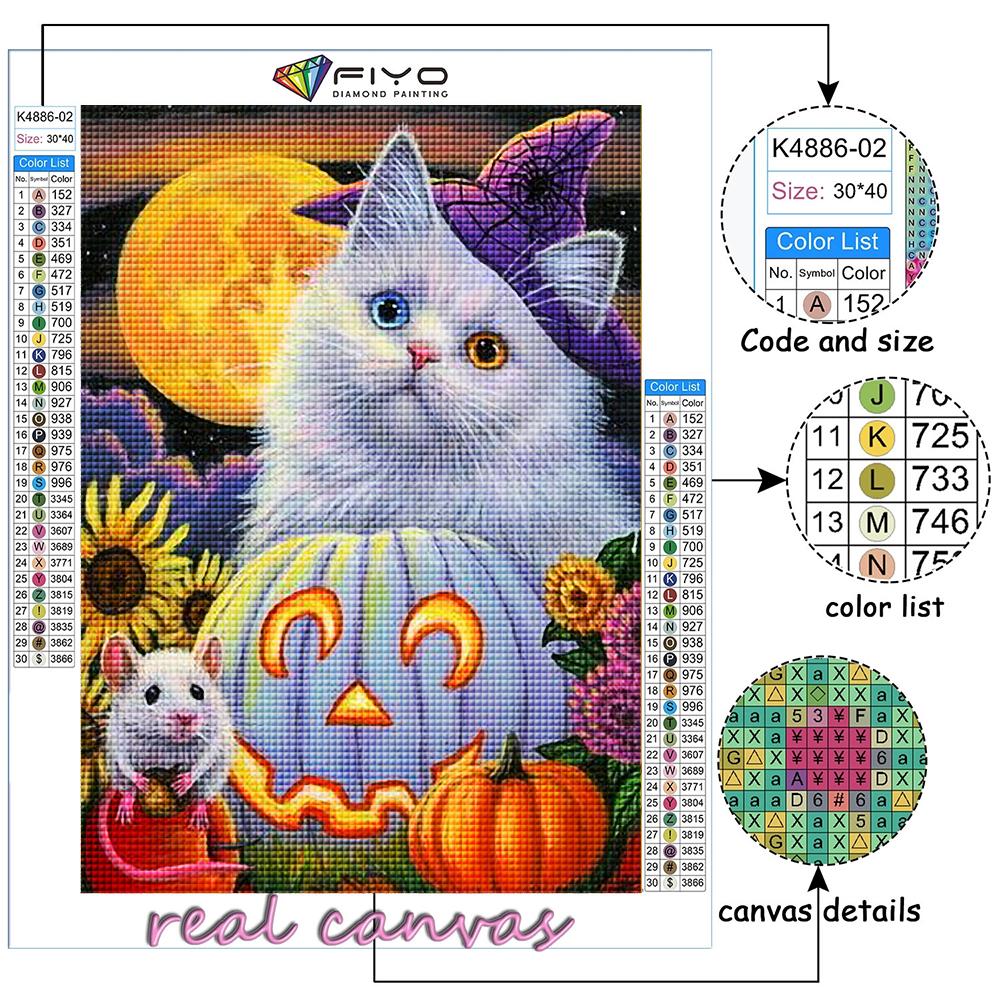 Diamond Embroidery Halloween Pumpkin And Black Cat 5D DIY Diamond Painting Cross Stitch Rhinestone