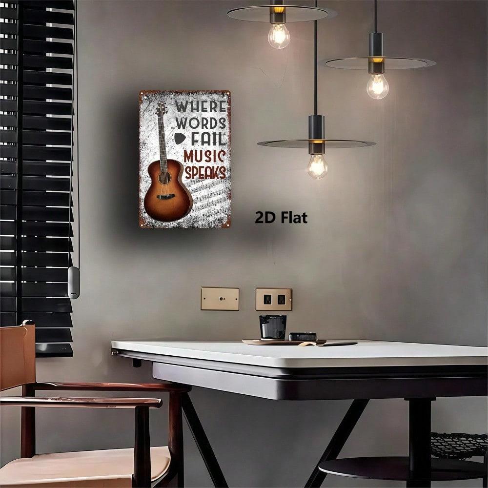 Vintage Guitar Music Tin Sign Metal Wall Decor Plaque 8x12 Retro Bar Garage Man Cave
