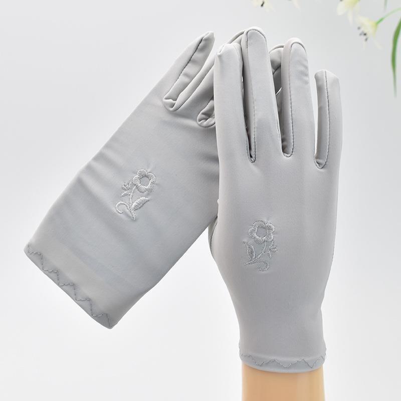 

Jiamos Special Gloves Spring and Summer Thin Sun Protection Men and Women Dancing Riding Driving Elastic Dance Square Dance Etiquette Embroidered light gray All yards