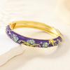 Elegant Cloisonne Bangle Rhinestone Retro Court Floral Bangle Charming Enamel Bracelet  Fashion