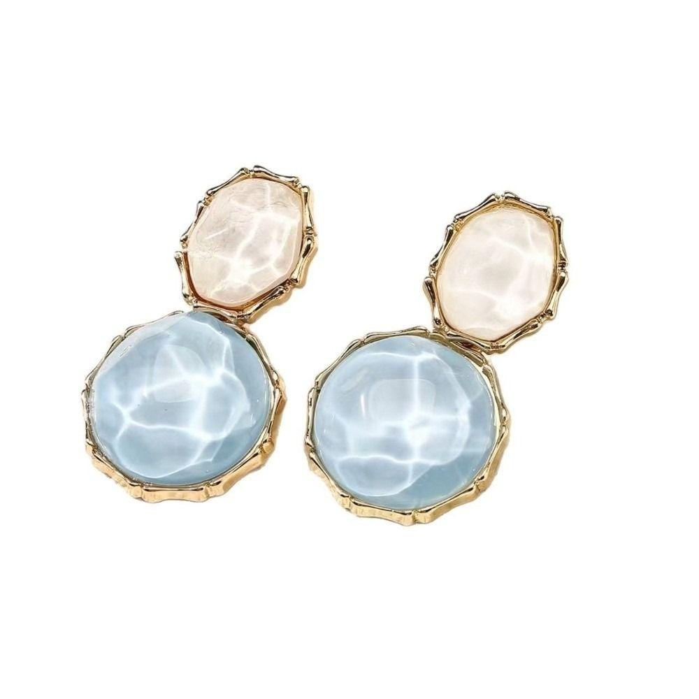 New Candy Color Water Ripple Earrings Resin Elegant Design Oval Drop Earrings Pendant Earrings Women Fashion синий