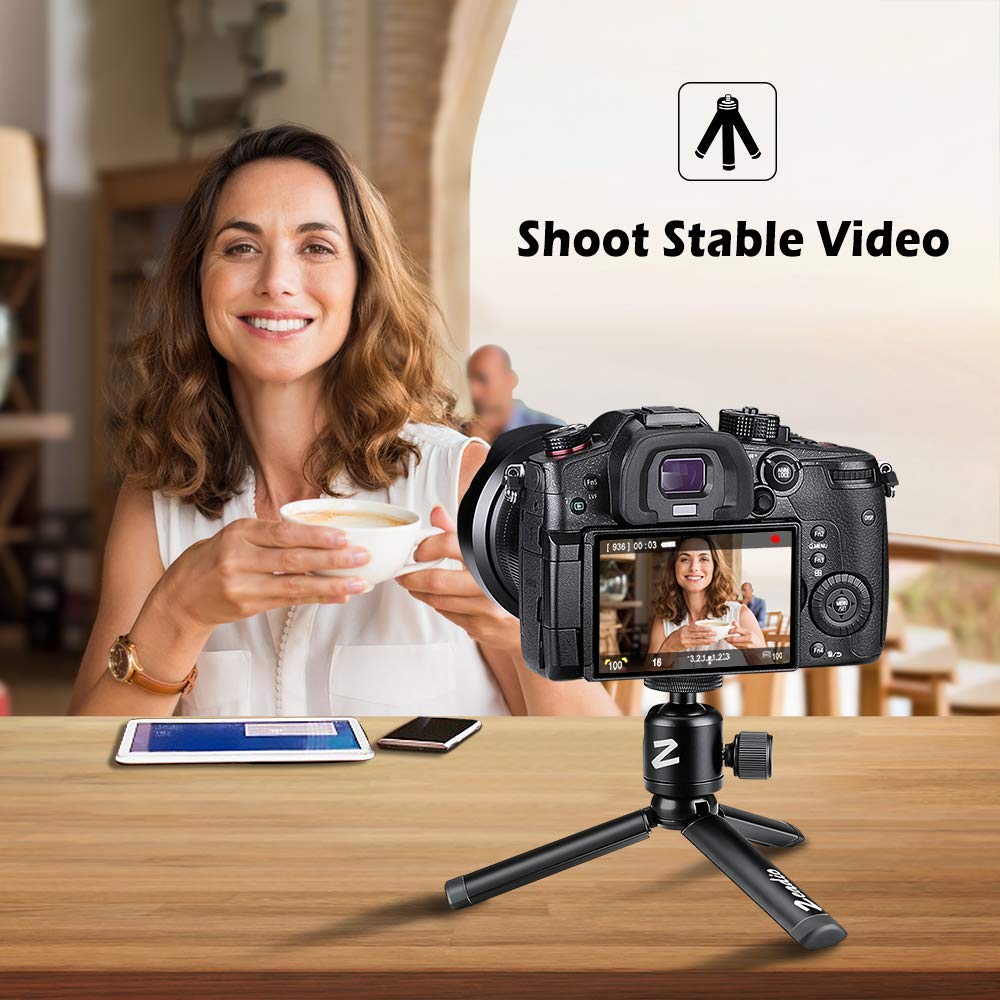 Zeadio Metal Mini Tripod with Rotating Head Mount for All Cameras and Pocket Portable Desktop Tabletop Stand Tripod 360° Gimbals, Tripod,