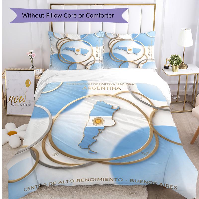 Set Biancheria da Letto Stampata Calcio Argentina 3 Pezzi Copriletto Traspirante Accogliente come Regalo per Inaugurazione Casa o Festa
