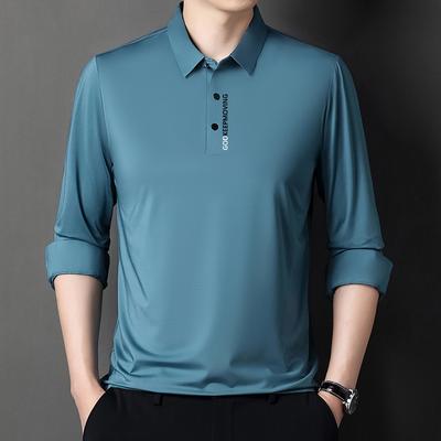 Tričko s dlouhým rukávem a límečkem Chlapecké tílko Potisknuté Tenké Jarní a podzimní tričko Pánské polo tričko Trendy