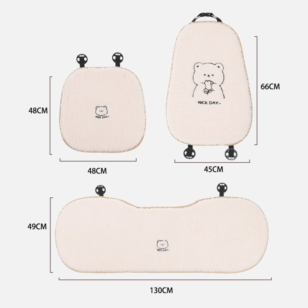 Anti Slip Winter Seat Cushion Cartoon Bear Car Cushion Car Warm Seat Cushion  Interior Accessories