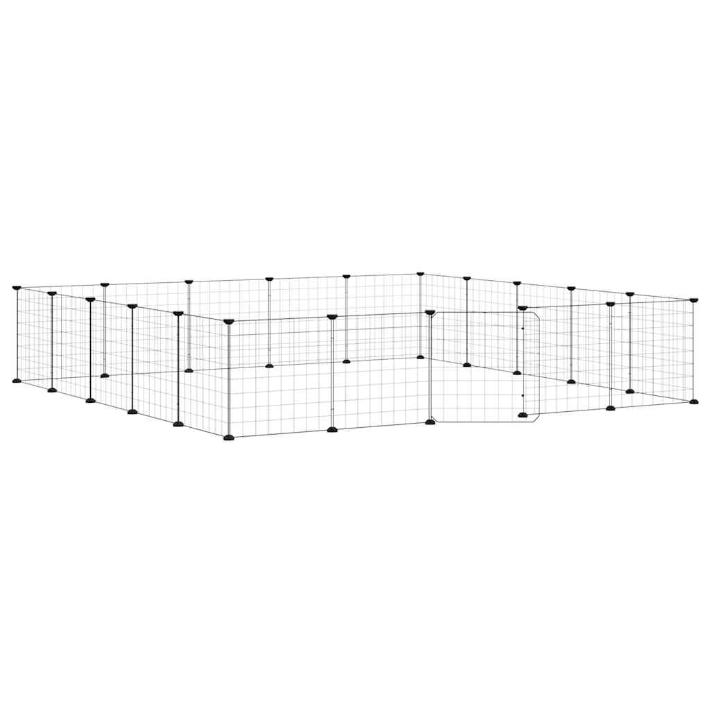 Vidaxl Pet Cage with Gate, 20 Panels, Black, 35X35 Cm, Steel