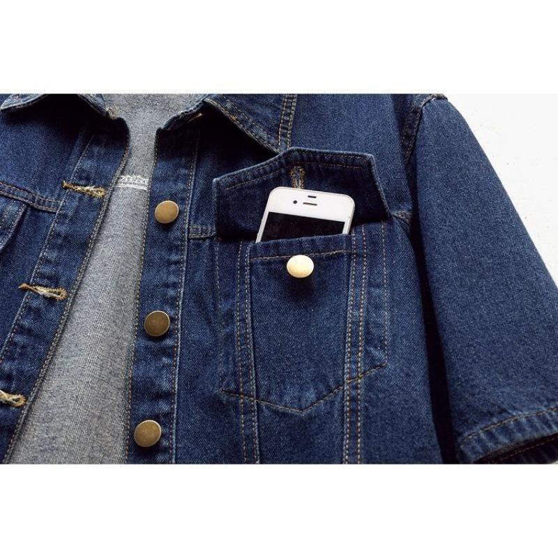 2023 Summer Women's Denim Short-Sleeved Loose Jacket - Korean Style Shawl Cardigan Top