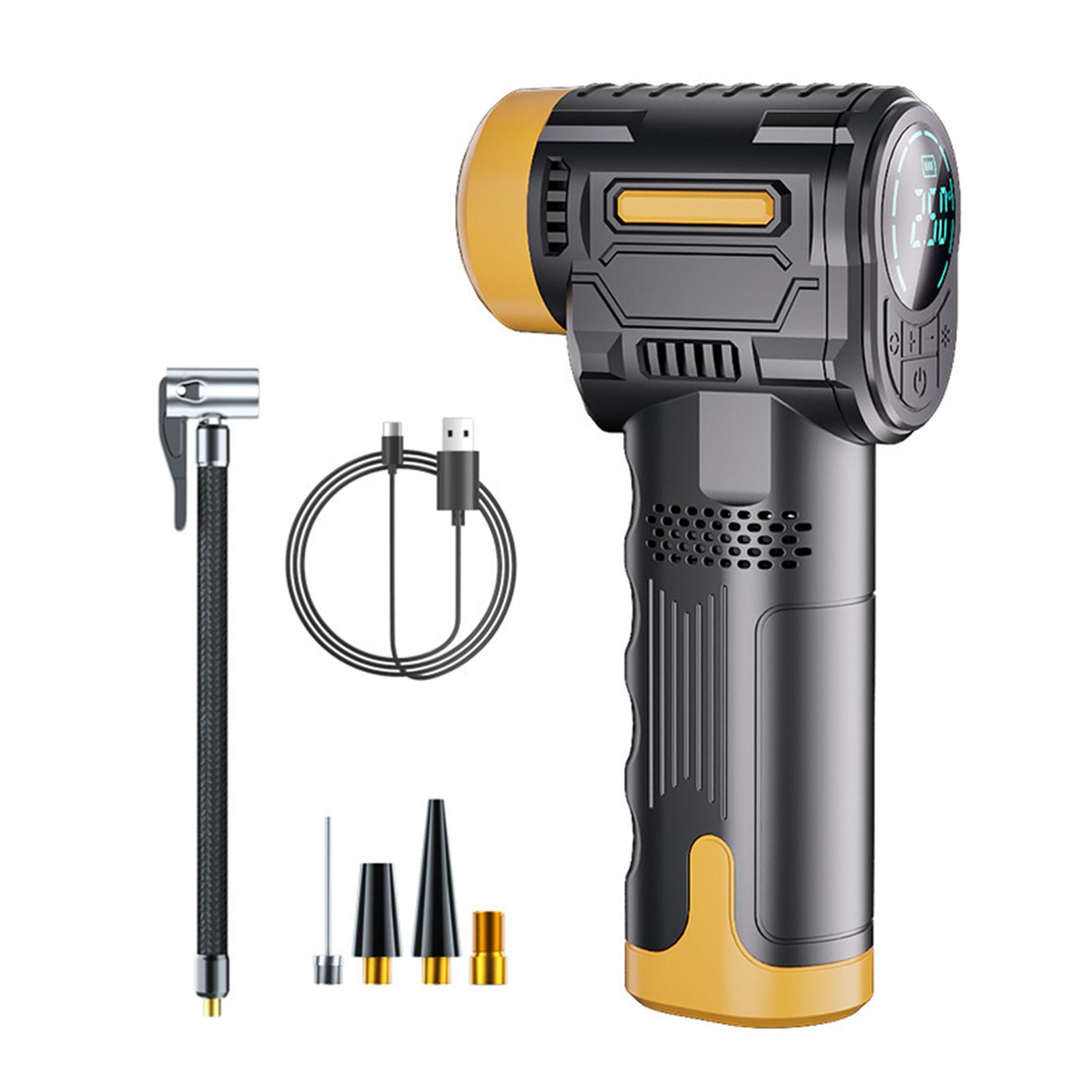 

Ручной насос для накачивания шин, портативный воздушный компрессор, электрический воздушный насос для автомобильных шин со светодиодом автоматической остановки жёлтый/чёрный