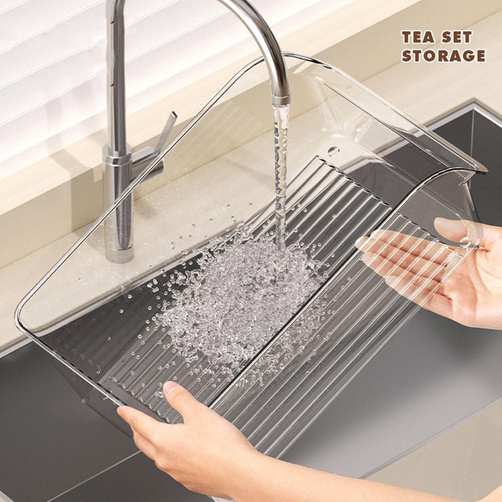 Aufbewahrungsbox für Tee-Set aus Kunststoff Staubdicht Großes Fassungsvermögen Tassenaufbewahrungsbox mit Deckel Stapelbarer Lebensmittelbehälter Teeutensilien