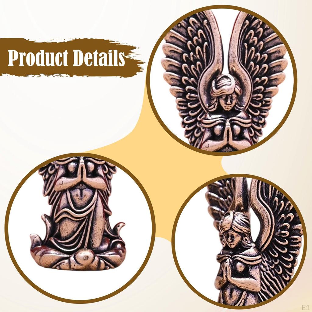 Praying Angel Figurine Wing Statue Blessing Craft Ornament Brass Sculpture for House Coffee