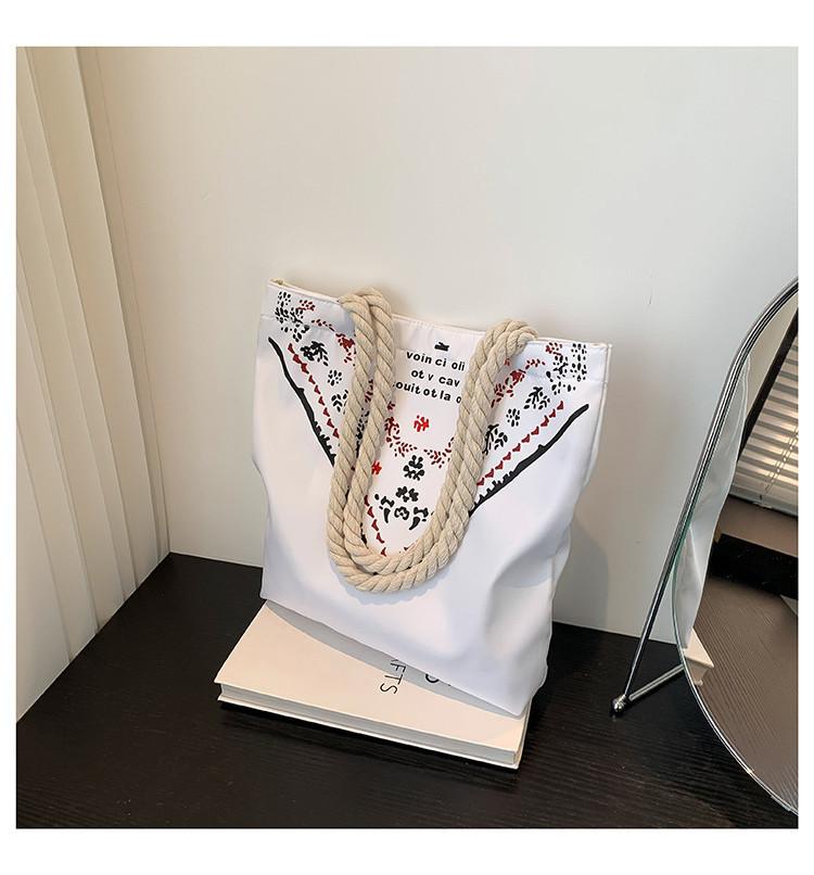 

Korean Style Street Fashion Nylon Tote Bag In Black And White With Car Suture Popular Element білий
