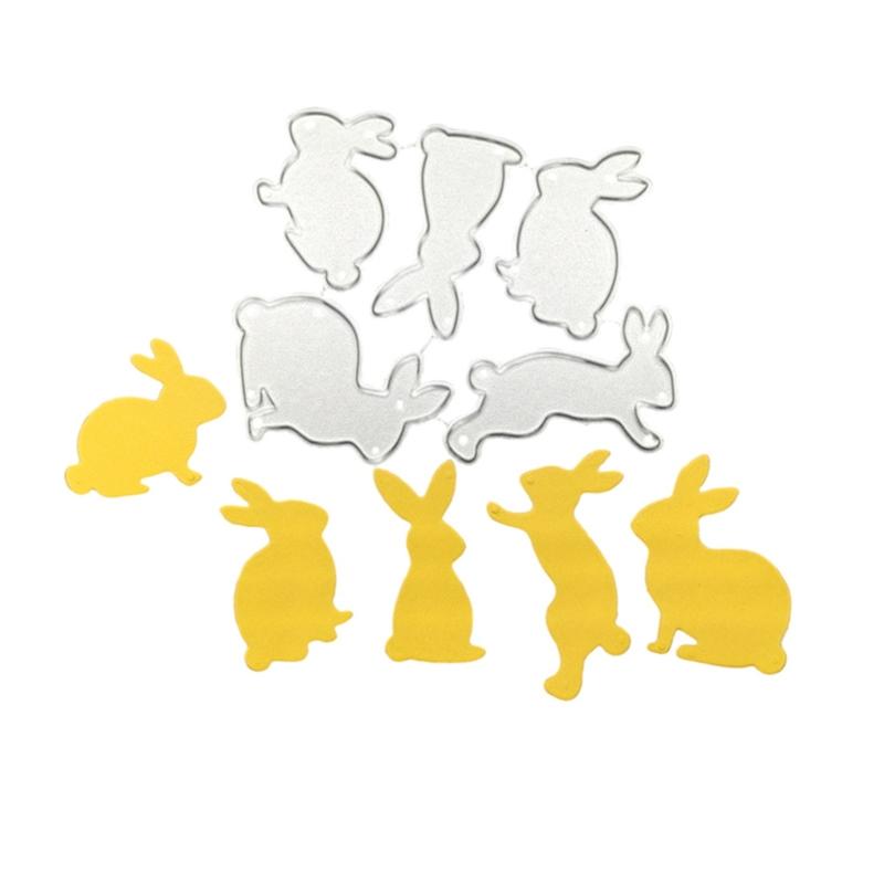 5 v 1 Velikonoční zajíček DIY Řemeslo Kovová vykrajovátka Scrapbook Ražený Papír Karta Album Řemeslná Šablona Vykrajovátka