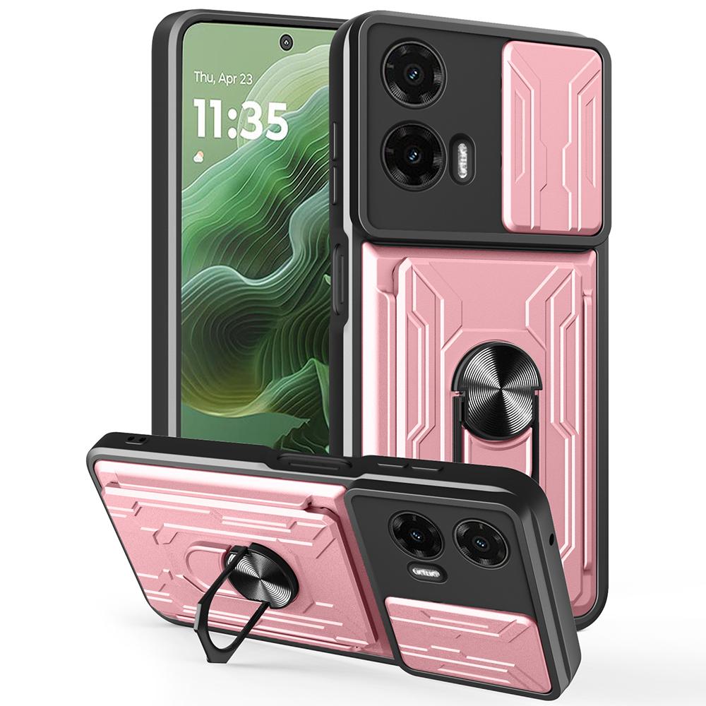 Pro Motorola Moto G35 5G Pouzdro PC+TPU Stojánek Kryt zadní strany telefonu s posuvníkem na fotoaparát