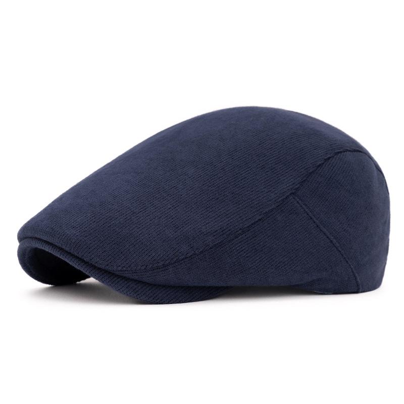Unisex Cord-Baumwoll-Barett: Gemütliche Herbst/Winter Schiebermütze, Lässiger Britischer Newsboy-Stil. Adjustable navy blau